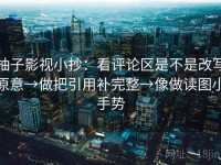 柚子影视小抄：看评论区是不是改写原意→做把引用补完整→像做读图小手势