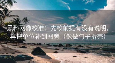 黑料网像校准：先校前提有没有说明，再把单位补到图旁（像做句子拆壳）