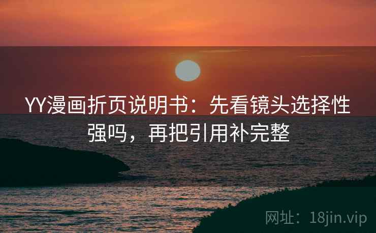 YY漫画折页说明书：先看镜头选择性强吗，再把引用补完整